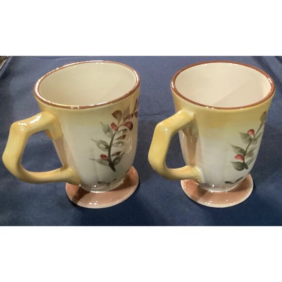 Set of 2 Better Homes & Gardens Tuscan Retreat Footed Coffee Mugs Cups - Picture 4 of 12
